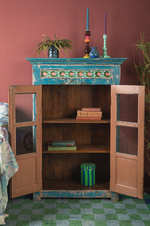 Vintage Blue Cabinet with Tiles