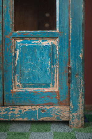 Vintage Blue Cabinet with Tiles
