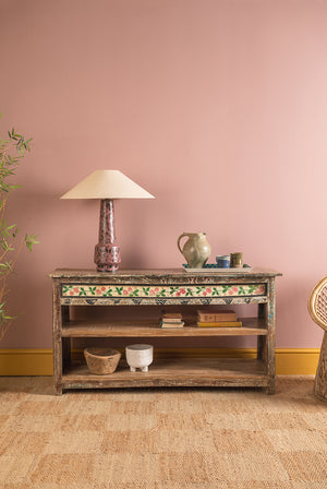 Vintage Wooden Console Table with Tiles