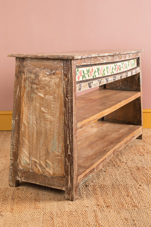 Vintage Wooden Console Table with Tiles