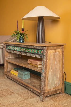 Vintage Wooden Console Table with Tiles