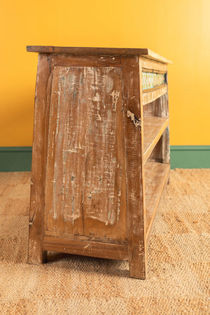 Vintage Wooden Console Table with Tiles
