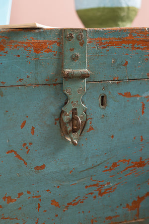 Vintage Blue Wooden Writing Box