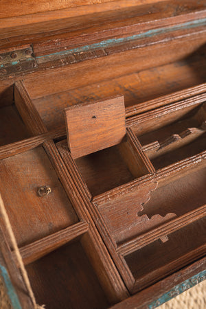 Vintage Blue Wooden Writing Box