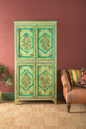 Green Vintage Hand Painted Almirah