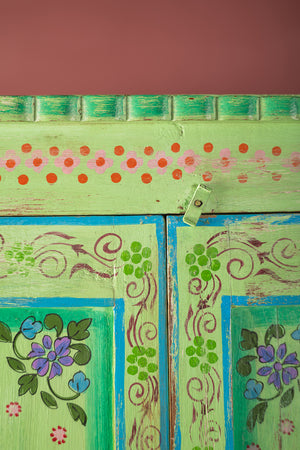 Green Vintage Hand Painted Almirah