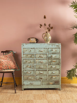 Light Blue Vintage Drawer Unit
