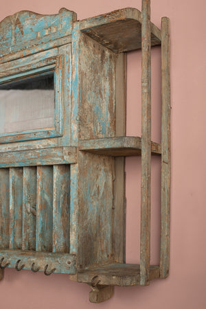 Vintage Light Blue Kitchenware Wall Unit