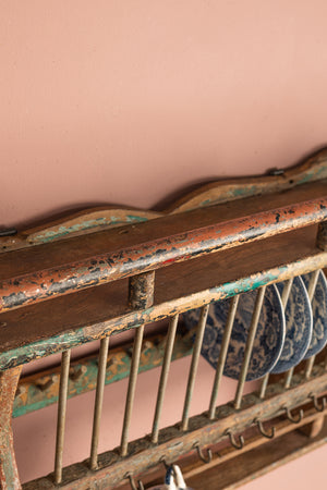 Vintage Wooden Kitchenware Wall Rack