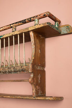 Vintage Wooden Kitchenware Wall Rack