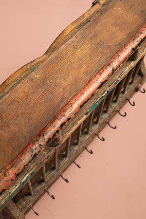 Vintage Wooden Kitchenware Wall Rack