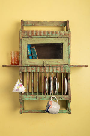 Vintage Pale Green Kitchenware Wall Unit