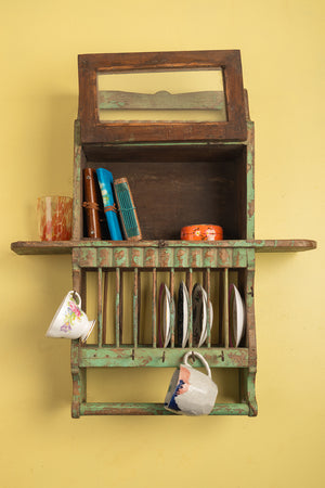 Vintage Pale Green Kitchenware Wall Unit