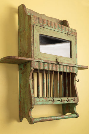 Vintage Pale Green Kitchenware Wall Unit