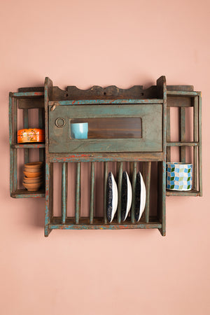 Vintage Wooden Kitchenware Wall Unit