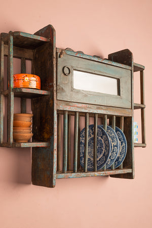 Vintage Wooden Kitchenware Wall Unit