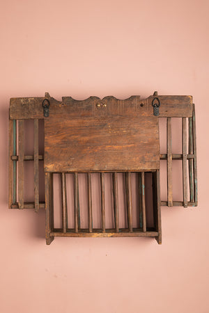 Vintage Wooden Kitchenware Wall Unit