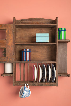 Vintage Wooden Kitchenware Wall Unit