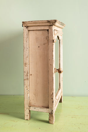 Vintage Cream Showcase Cabinet with Mirror