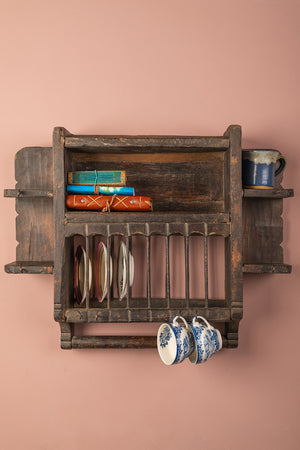 Wooden Vintage Kitchenware Wall Rack
