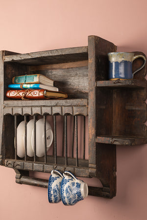 Wooden Vintage Kitchenware Wall Rack