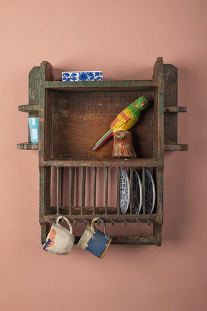 Wooden Vintage Kitchenware Wall Rack