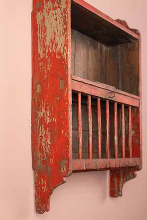 Vintage Red Kitchenware Wall Rack