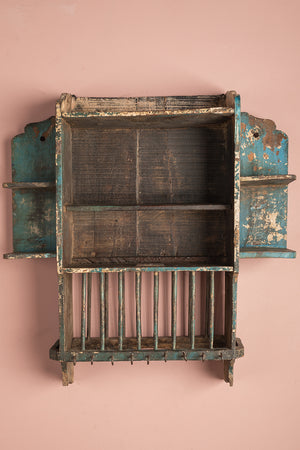 Vintage Blue Kitchenware Wall Rack
