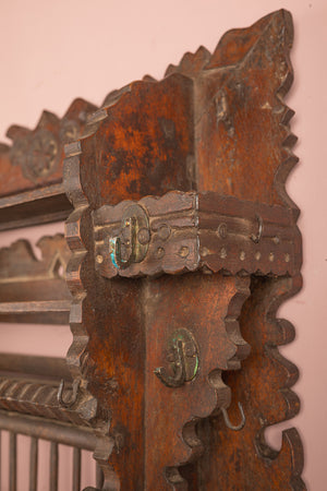 Wooden Carved Vintage Kitchenware Wall Rack