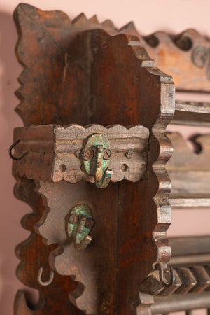 Wooden Carved Vintage Kitchenware Wall Rack