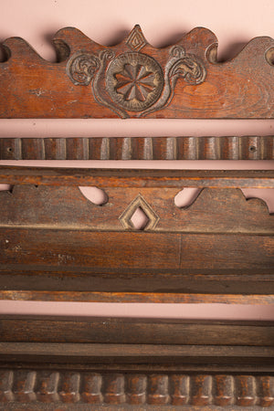 Wooden Carved Vintage Kitchenware Wall Rack