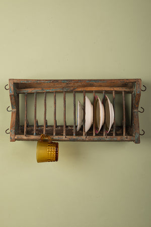 Vintage Wooden Small Kitchenware Wall Rack