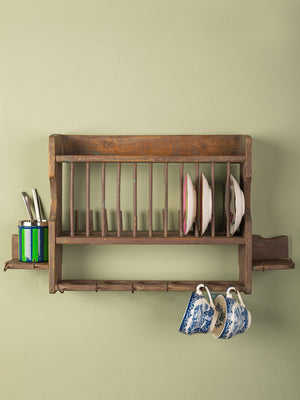 Wooden Vintage Kitchenware Wall Rack