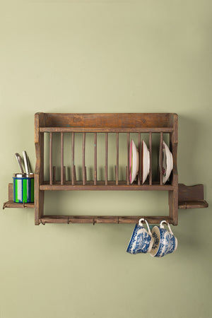 Wooden Vintage Kitchenware Wall Rack