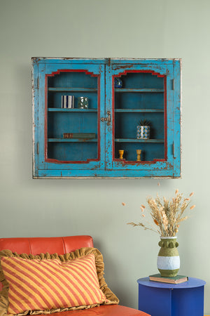 Blue & Red Vintage Wall Showcase
