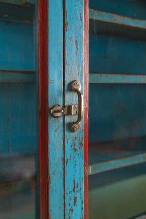Blue & Red Vintage Wall Showcase