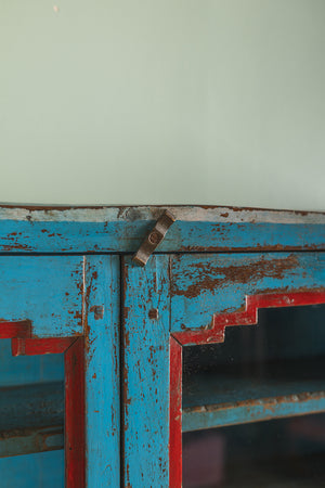 Blue & Red Vintage Wall Showcase