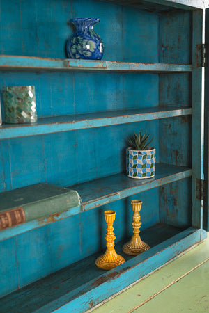 Blue & Red Vintage Wall Showcase