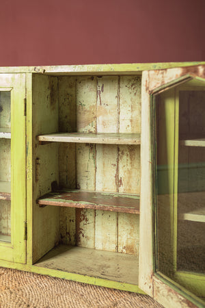 Bright Green Vintage Wide Showcase Cabinet