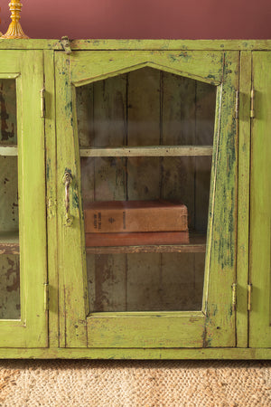 Bright Green Vintage Wide Showcase Cabinet