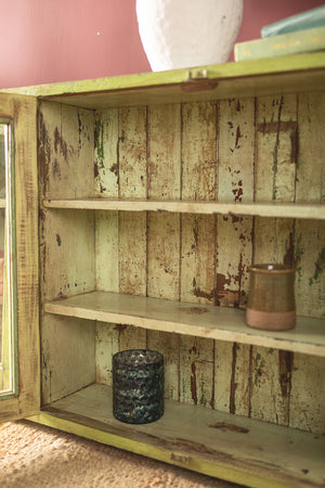 Bright Green Vintage Wide Showcase Cabinet