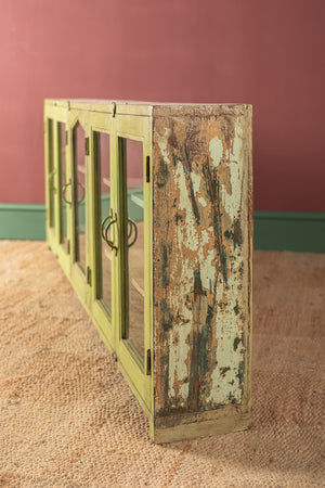 Bright Green Vintage Wide Showcase Cabinet