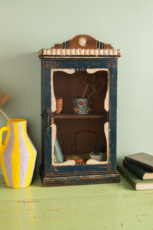 Navy Blue & White Vintage Wall Showcase