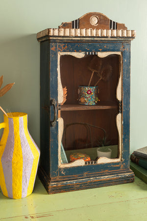 Navy Blue & White Vintage Wall Showcase