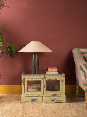 Pale Green Display Cabinet with Glass Top