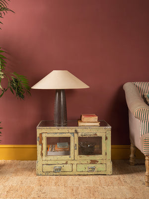 Pale Green Display Cabinet with Glass Top