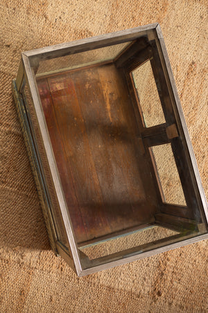 Pale Green Display Cabinet with Glass Top