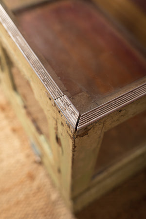 Pale Green Display Cabinet with Glass Top
