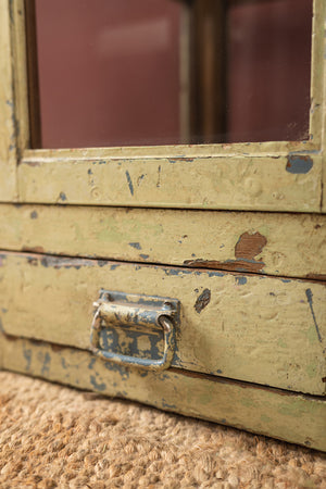 Pale Green Display Cabinet with Glass Top