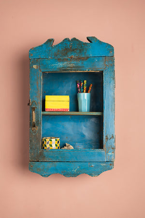 Bright Blue Vintage Wall Showcase
